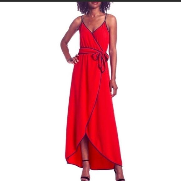Felicity & Coco Red Becca Faux Wrap Dress - Picture 1 of 11